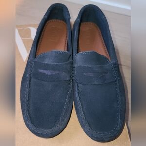 Zara navy suede loafers EUR 37 or US 5 Boys Or US 6 Women